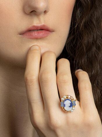 18KGOS Little Lovelies Blue Cameo Multistone Ring 2