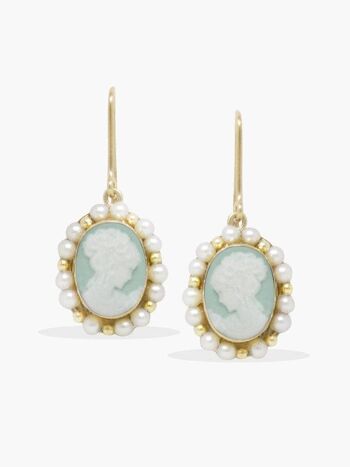 18KGOS Boucles d'oreilles Little Lovelies Green Cameo FWP 1