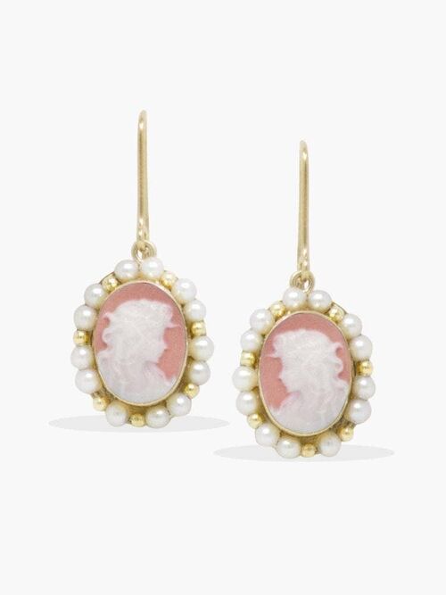 18KGOS Little Lovelies Pink Cameo FWP Earrings
