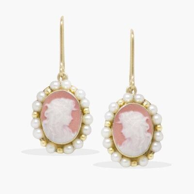 18KGOS Little Lovelies Pink Cameo FWP Earrings