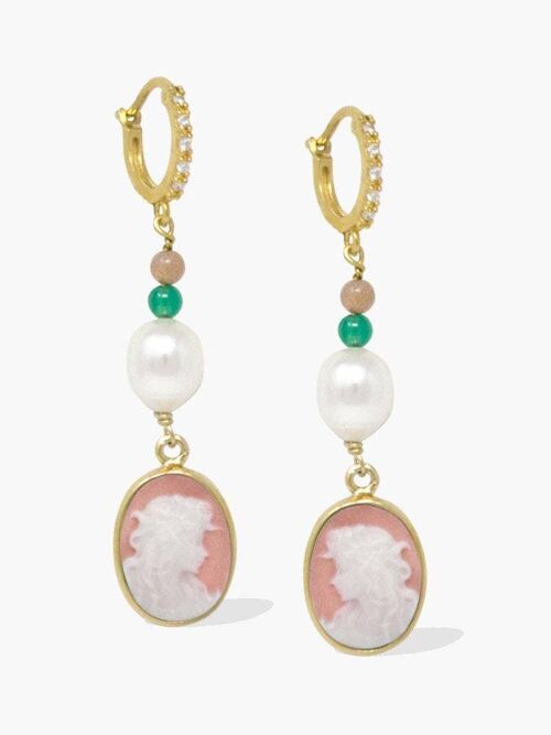 18KGOS Little Lovelies Pink Cameo Hoop Earring