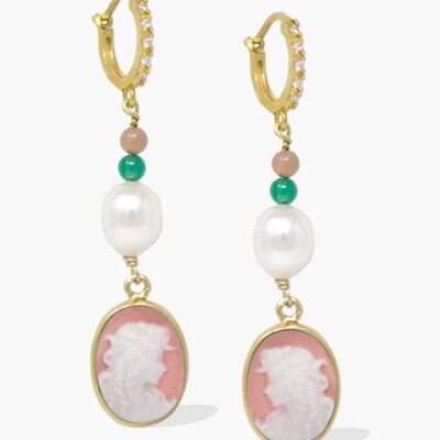 18KGOS Little Lovelies Pink Cameo Creolen-Ohrring