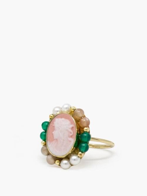 18KGOS Little Lovelies Pink Cameo Multistone Ring