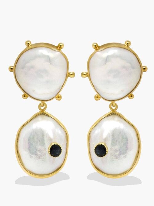 18KGOS Rebel Rebel Sapphire & Baroque Pearl Statement Earrings