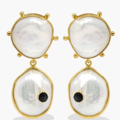 18KGOS Rebel Rebel Sapphire & Baroque Pearl Statement Earrings