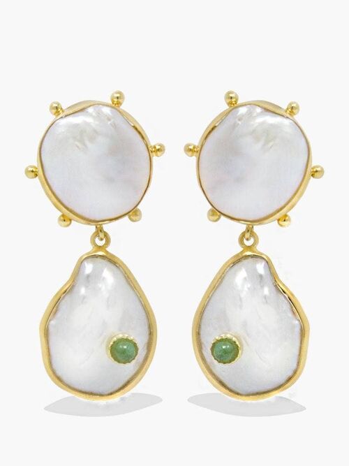 18KGOS Rebel Rebel Emerald & Baroque Pearl Statement Earrings