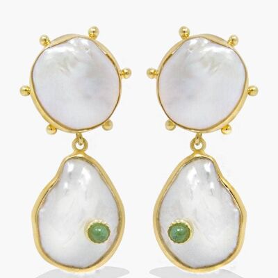 18KGOS Rebel Rebel Emerald & Baroque Pearl Statement Earrings