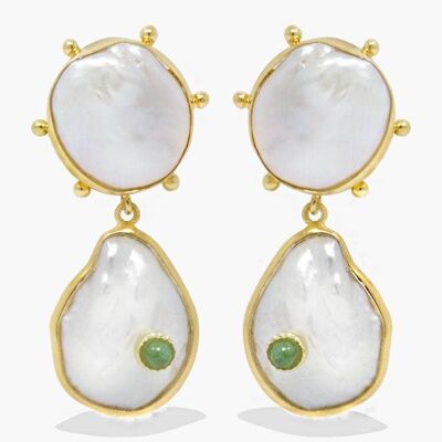 18KGOS Rebel Rebel Emerald & Baroque Pearl Statement Earrings