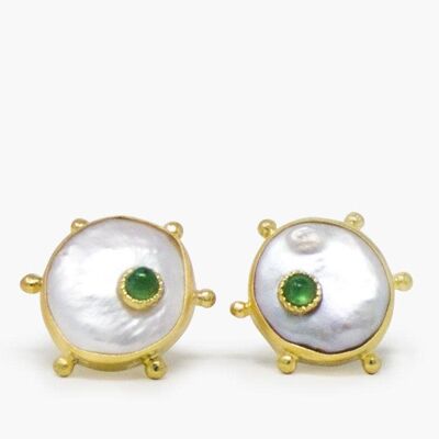 Aretes de Perla Keshi en Plata con baño de Oro 18K (Copia)