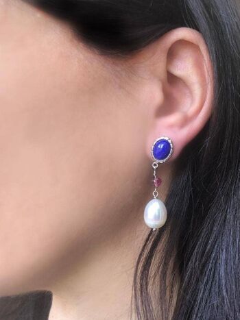 10*8mm. Lapis, Perles & Quartz Rose 2