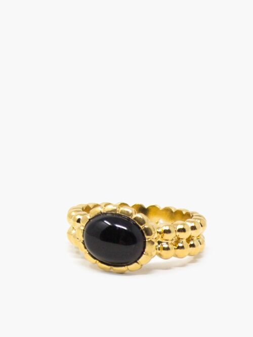 Gold-plated Onyx Band Ring