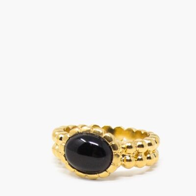 Gold-plated Onyx Band Ring