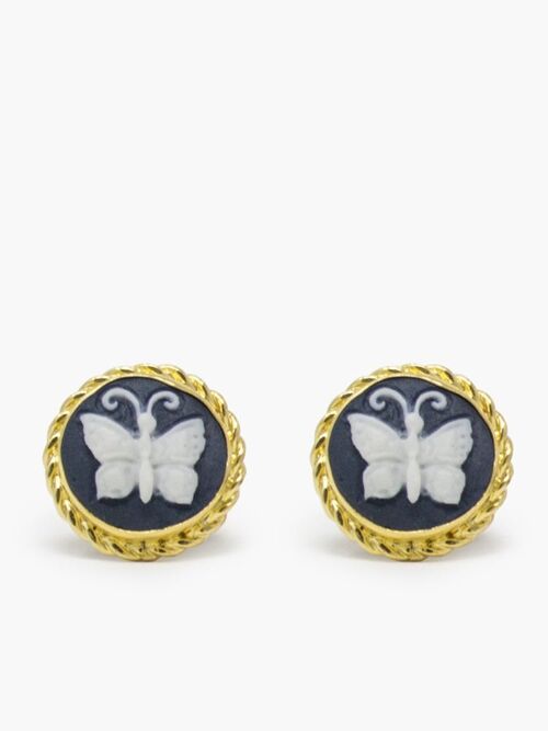 Butterfly Cameo Stud Earrings