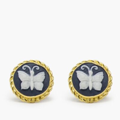 Butterfly Cameo Stud Earrings