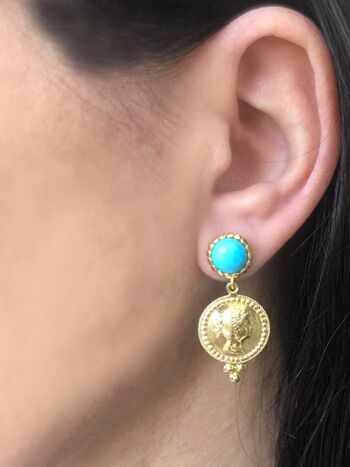 Boucles d'oreilles Cléopâtre Turquoise 2