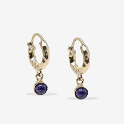 Boucles d'oreilles créoles Iolite bleue en plaqué or Cosmo