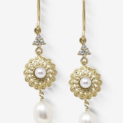 Orecchini di perle filigranate placcate oro