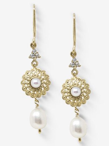 Boucles d'oreilles en plaqué or et perles Filigrana 1
