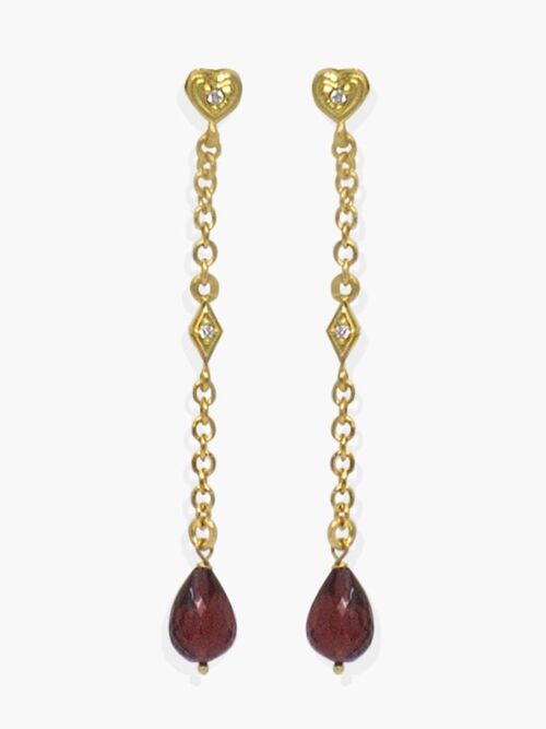 Garnet Deco Drop Earrings