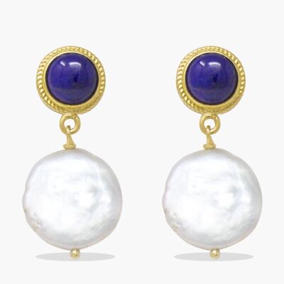 Gold-plated Lapis & Keshi Pearl Earrings