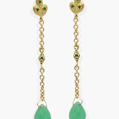 Boucles d'Oreilles Pendantes Déco Chrysoprase Verte