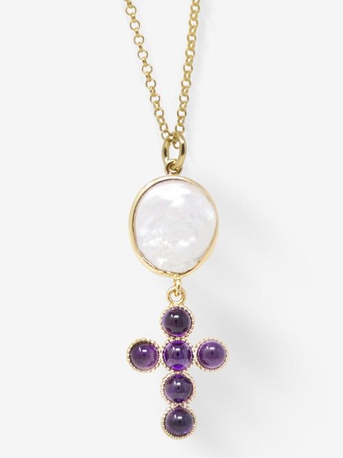 Hope Gold-plated Amethyst Cross Necklace