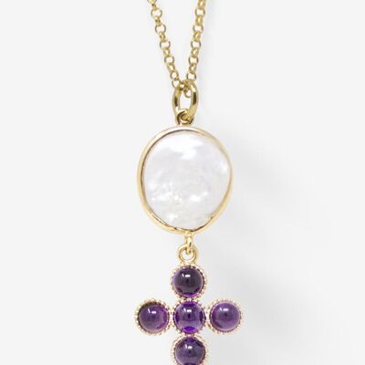 Hope Gold-plated Amethyst Cross Necklace