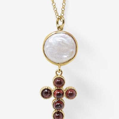 Hope Gold-plated Garnet Cross Necklace