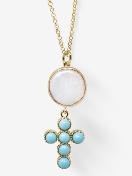 Hope Gold-plated Turquoise Cross Necklace