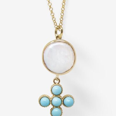 Hope Gold-plated Turquoise Cross Necklace