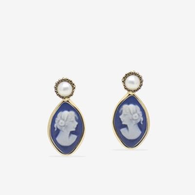Isabella Gold-plated Blue Cameo Stud Earrings