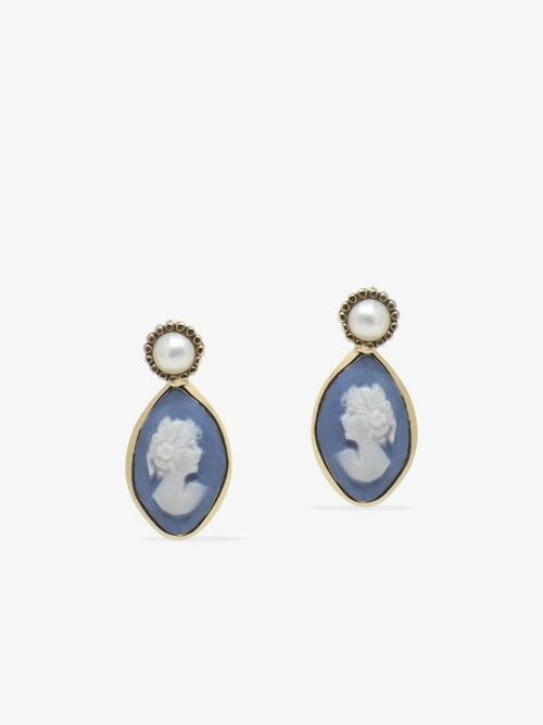 Isabella Gold-plated Sky Blue Cameo Stud Earrings
