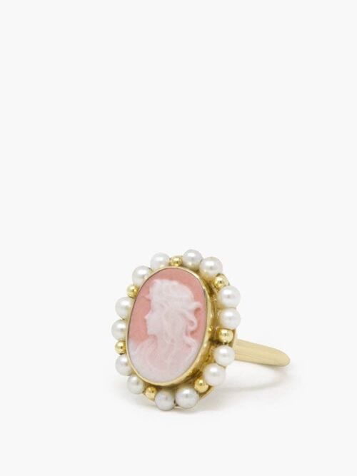 Little Lovelies  Pink Cameo Pearly Ring