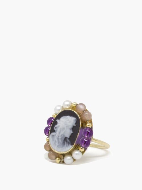 Little Lovelies Gold-plated Black Cameo Ring