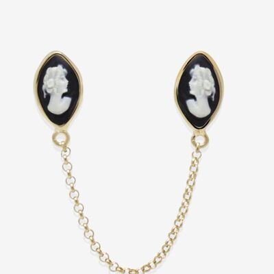 Little Lovelies Gold-plated Black Cameo Single Earring