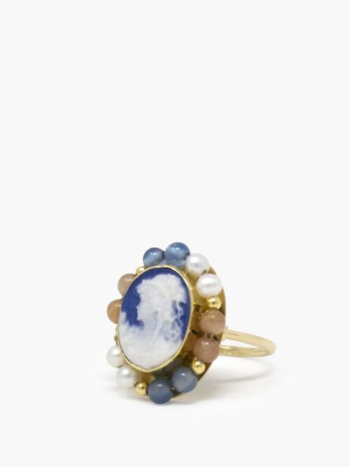 Little Lovelies Gold-plated Blue Cameo Ring
