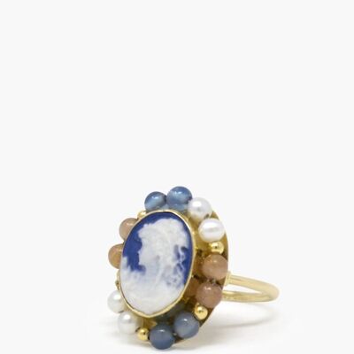 Little Lovelies Vergoldeter blauer Cameo-Ring