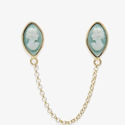 Little Lovelies Gold-plated Green Cameo Single Earring