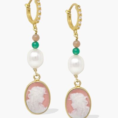 Little Lovelies Vergoldete Pink Cameo Creolen