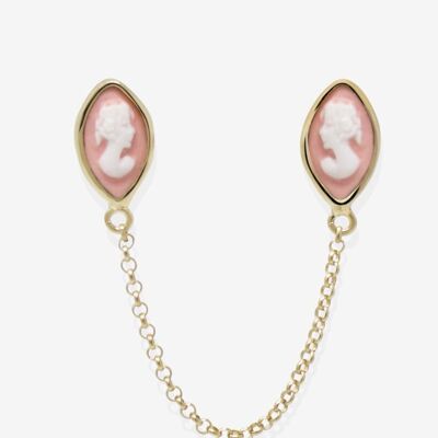 Little Lovelies Einzelner Ohrring mit rosa Kamee, vergoldet