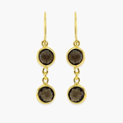 Luccichio Gold-plated Smoky Quartz Drop Earrings