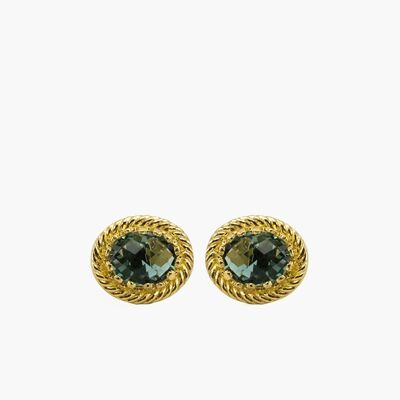 Luccichio Green Agate Stud Earrings