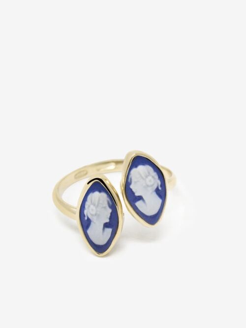 Mariana Gold-plated Blue Cameo Ring