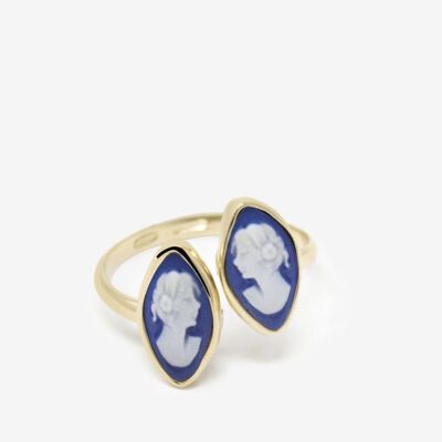 Mariana Vergoldeter blauer Cameo-Ring