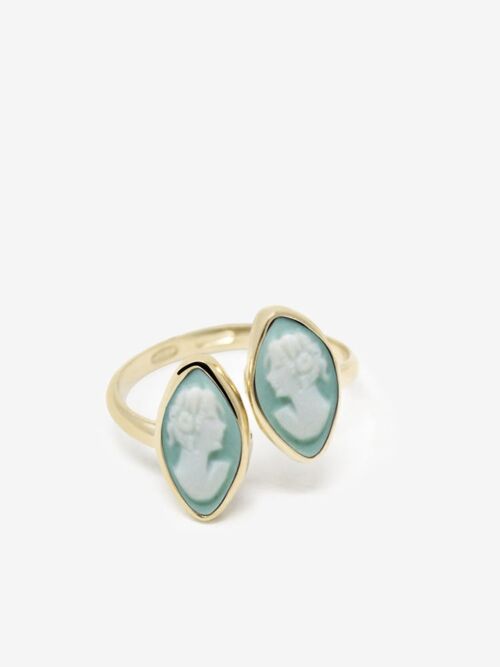 Mariana Gold-plated Green Cameo Ring