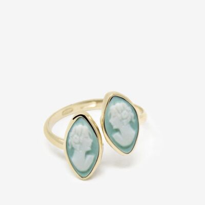 Mariana Gold-plated Green Cameo Ring