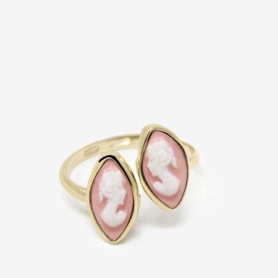 Anello Mariana con cammeo rosa placcato oro