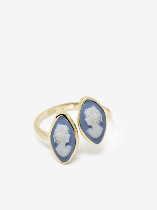 Mariana Gold-plated Sky Blue Cameo Ring