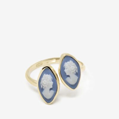 Mariana Gold-plated Sky Blue Cameo Ring