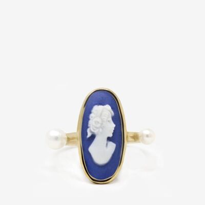 Medea Gold-plated Blue Cameo Ring
